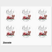Oude Rode Tractor Heart Bride Boerderij Hand Ronde Sticker (Vel)