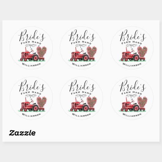  Oude Rode Tractor Heart Bride Boerderij Hand Ronde Sticker (Vel)