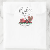 Oude Rode Tractor Heart Bride Boerderij Hand Ronde Sticker (Tas)