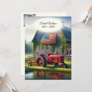 Oude rode tractor met Amerikaanse vlag Kaart