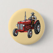 Oude rode tractor ronde button 5,7 cm (Voorkant)