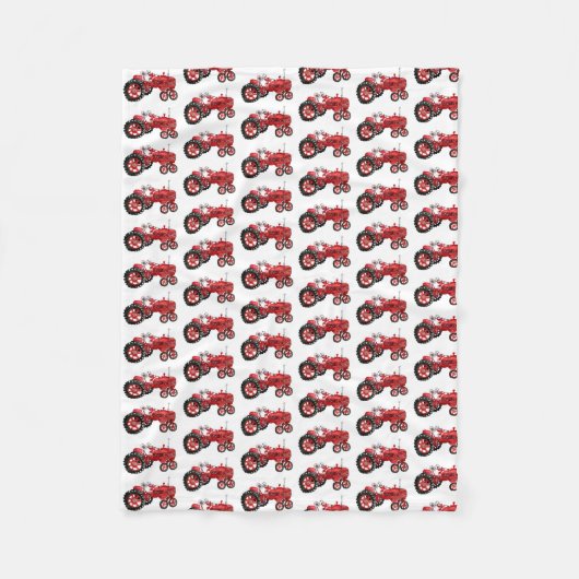 Oude rode trektekening fleece deken (Voorkant)