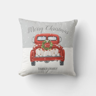 Oude Rode Truck Grijs Witte Kerst Kussen