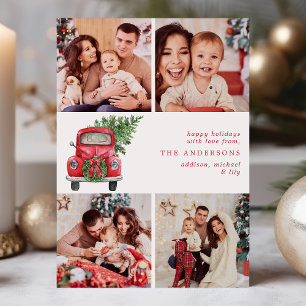 Oude Rode Truck   Kerst 4 Foto Vakantiewenskaart
