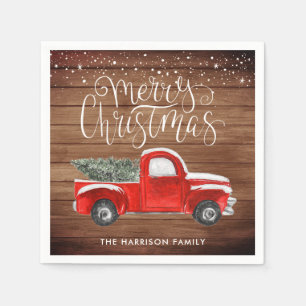 Oude Rode Truck Persoonlijke Kerstfeestviering Servet