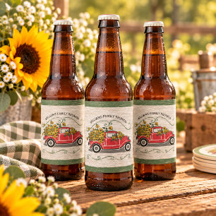 Oude Rode Truck Zonnebloemen Rustieke Familiebijee Bier Etiket
