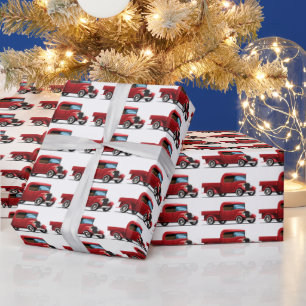 Oude rode vrachtwagen cadeaupapier