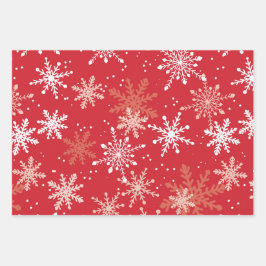 Oude Rode Vrachtwagen en Sneeuwvlokken Inpakpapier Vel