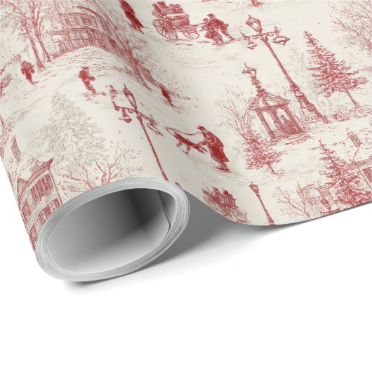 Oude rode winterscène cadeaupapier (Rol Hoek)