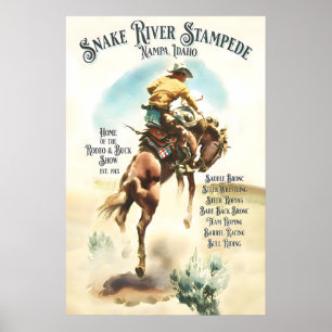 Oude Rodeoposter Snake River Stampede, Western Poster