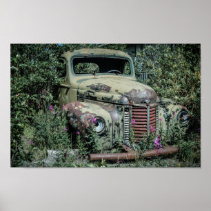 Oude Roestige Schroot Auto Poster