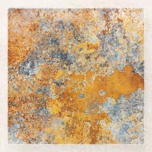 Oude roesttextuur, grunge metallic achtergrond. glazen onderzetter