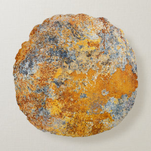 Oude roesttextuur, grunge metallic achtergrond. rond kussen