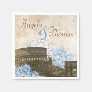 Oude Rome Blauwe Hortensia Trouwservetten Servetten