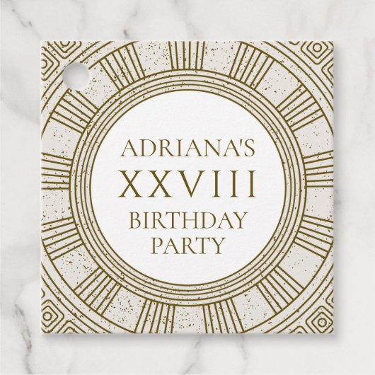 Oude Rome Verjaardagsfeest met stenen elementen Bedankjes Labels (Voorkant)