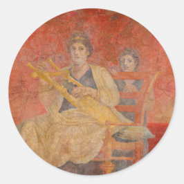 Oude Romeinse Pompeii Buurman Fresco Muzikant Kuns Ronde Sticker