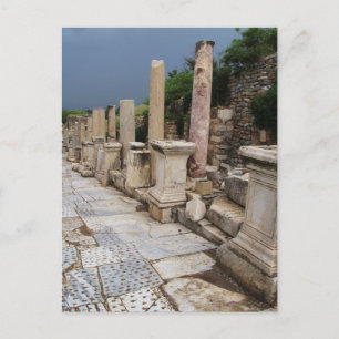 Oude Romeinse weg in de stad Ephesus, Turkije Briefkaart