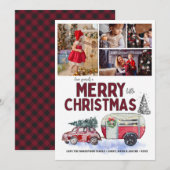 Oude Rood Kampeerwagen Kerst Foto Collage (Voorkant / Achterkant)