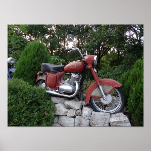 Oude Rood Motorfiets Poster (Voorkant)
