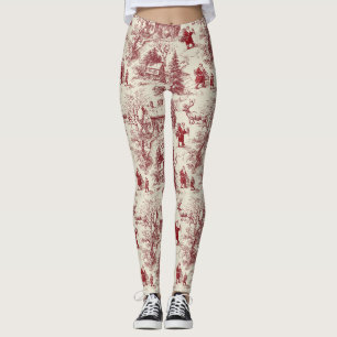 Oude Rood Toile Kerstmis Dorp - Sinterklaas Leggings
