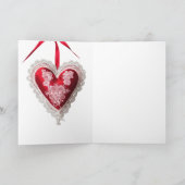 Oude Rood Witte Kant Valentijnsdag Hart Kaart (Binnen)