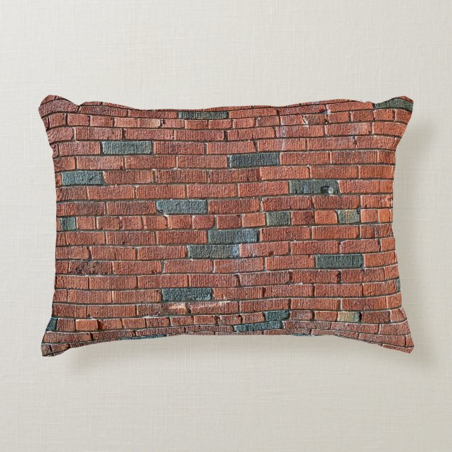 Oude roodbaars/Brownish Brick Wall Decoratief Kussen (Voorkant)