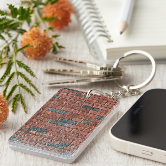 Oude roodbaars/Brownish Brick Wall Sleutelhanger (Voorkant Rechts)