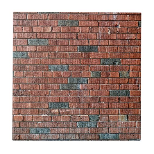 Oude roodbaars/Brownish Brick Wall Tegeltje (Voorkant)