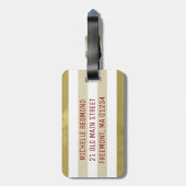 Oude Roos, Goud gestreepte Gepersonaliseerde Bagag Bagagelabel (Achterkant verticaal)