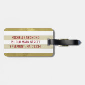 Oude Roos, Goud gestreepte Gepersonaliseerde Bagag Bagagelabel (Achterkant horizontaal)