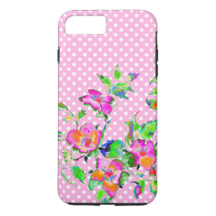 Oude roos - roze en witte stippen iPhone 8 plus / 7 plus hoesje
