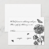 Oude roos RSVP Kaartje (Voorkant / Achterkant)