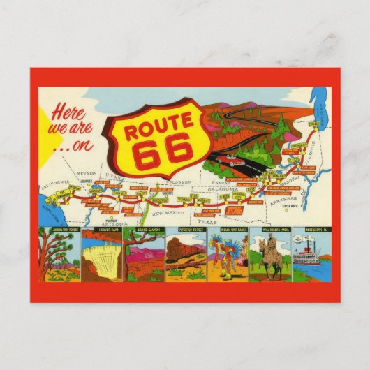 Oude Route 66 Briefkaart (Voorkant)