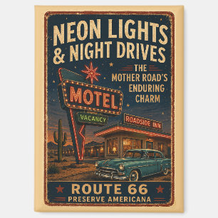 Oude Route 66 Neon Motel Nacht Rit Magneet