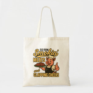 Oude Row Roken Vlees en klappende wangen Tote Bag