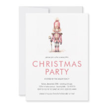 Oude roze notenkraker Kerstfeest uitnodiging