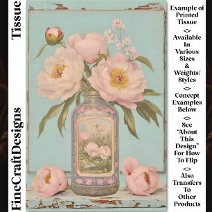 Oude Roze Pioenrozen Glazen Pot CT5 Decoupage Tissuepapier