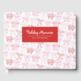 Oude roze rode strikken Persoonlijke kerstkaart Gastenboek