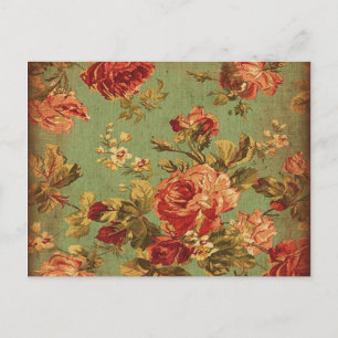 Oude roze rozen op groen Briefkaart