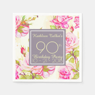 Oude Rozen 90ste Verjaardag Party Papier servet