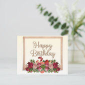 Oude rozen, lelietje-van-dalen Gelukwige verjaarda Briefkaart (Staand voorkant)