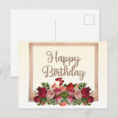 Oude rozen, lelietje-van-dalen Gelukwige verjaarda Briefkaart (Voorkant / Achterkant)