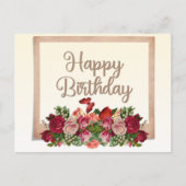 Oude rozen, lelietje-van-dalen Gelukwige verjaarda Briefkaart (Voorkant)