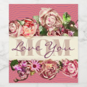 Oude Rozen Liefhebben Jou Mama Moederdag Wijn Etiket (Enkel label)