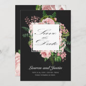 Oude rozen romantische save the date kaart (Voorkant / Achterkant)