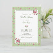 Oude rozen roze groene gestreepte aangepaste uitno kaart (Staand voorkant)