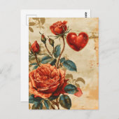 Oude rozen Valentijnsdag Briefkaart (Voorkant / Achterkant)