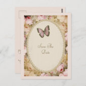 Oude Rozen Vlinder, Muzieknoten Bewaar de Datum Briefkaart (Voorkant / Achterkant)