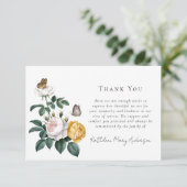 Oude Rozen Vlinders Uitvaart Herdenking  Bedankkaart (Staand voorkant)