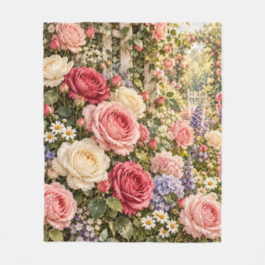 Oude rozentuin fleece deken (Voorkant)